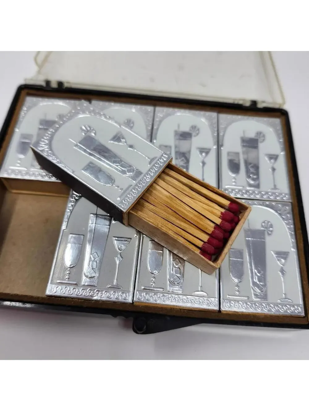 Vintage Cocktail Barware Matchbox Set Made in Italy